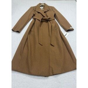 DKNY Wrap Long Trench Coat Women Brown Belted Cozy Preppy Holiday Size XL NWT